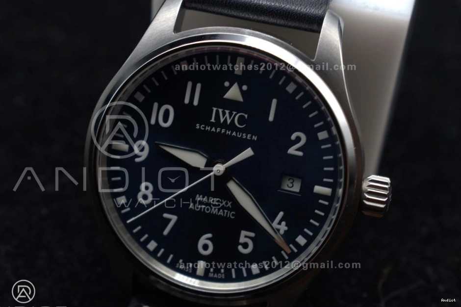 Edition A32111 1:1 Blue Mark Dial Pilot IW328203 on Leather ZF XX Best Dark Strap Blue 1203